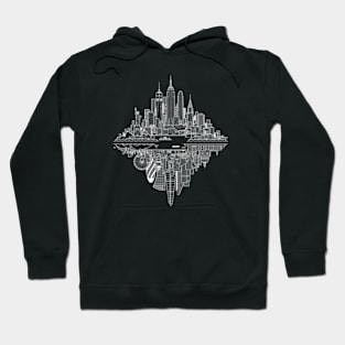 New York London Reversible Skylines - White Hoodie